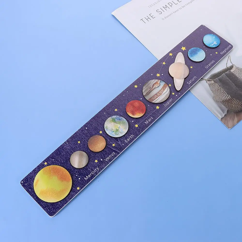 Baby Wooden Montessori Teaching Aids Science Cognition Jigsaw Puzzle Universe Solar System Eight Planet Matching Educational Toy 4