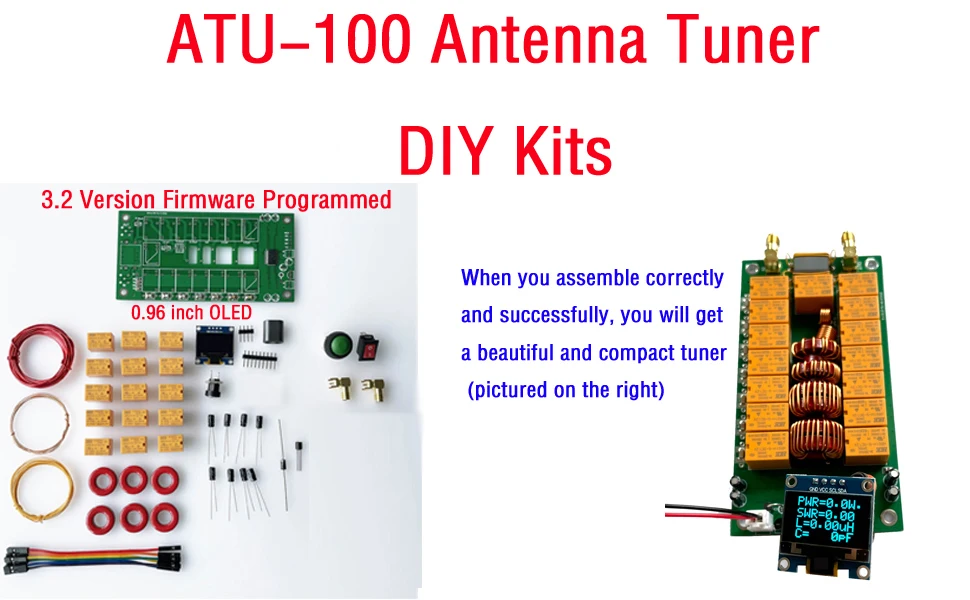 Antenna Tuner ATU-100 Automatic Kits with 7x7 Firmware