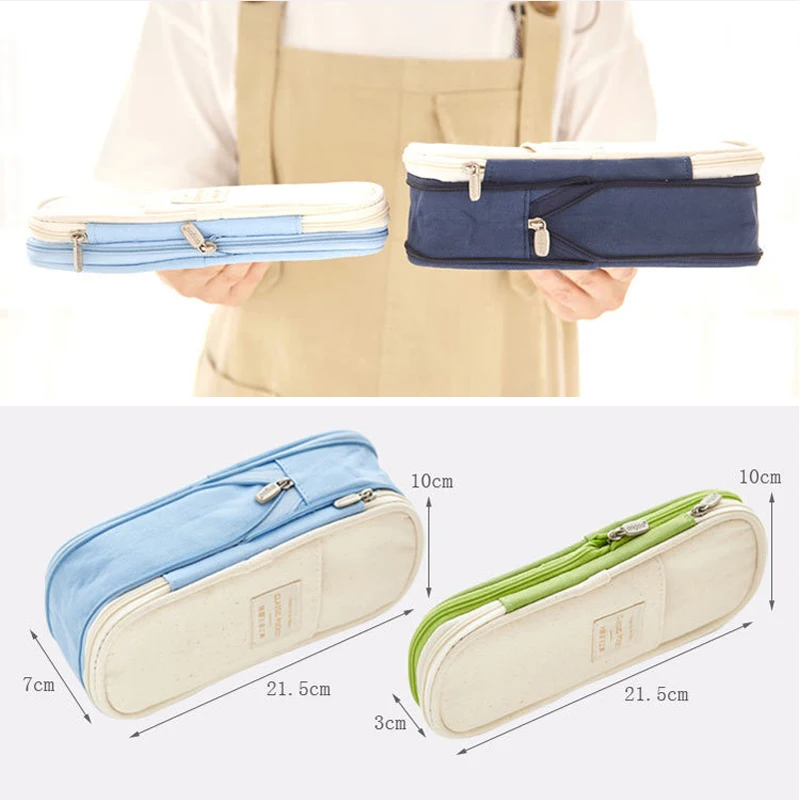 Large Capacity Pencil Cases Canvas Pencil Bag Pouch Holder Box for Girls Office Student Stationery Organizer School Supplies
