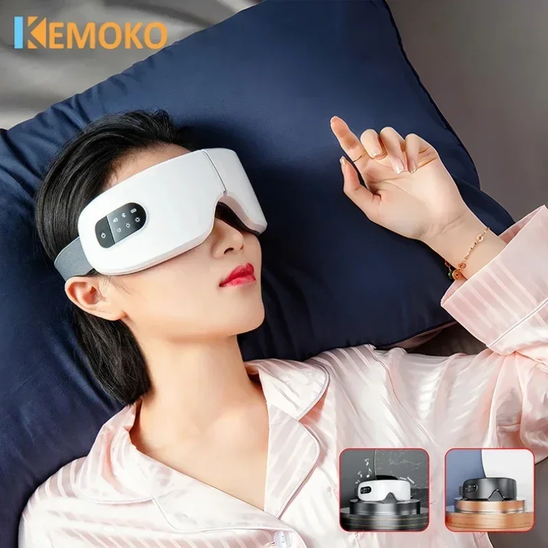 Electric Heated Eye Massager Smart Airbag Vibration Eye Care Instrument With Bluetooth Strain Migraines Relief Improve Sleep eye massager