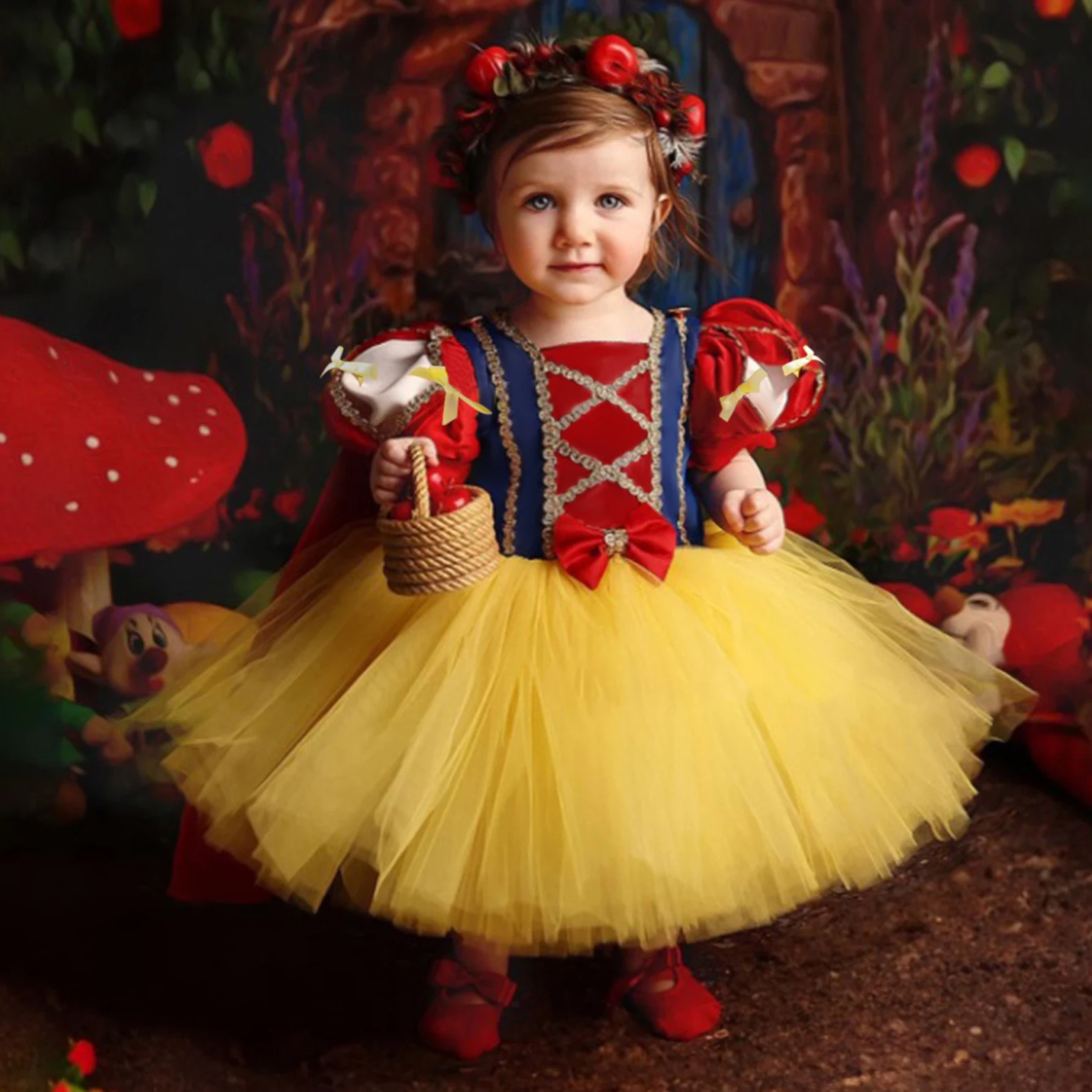 Kleinkind Schneewittchen Prinzessin Mädchen Kleid Prinzessin Kostüm Karneval Halloween 1. Geburtstag Party Baby Kleider Performance Kostüme