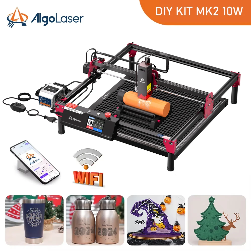 AlgoLaser DIY KIT MK2 Laser Engraver 10W Output Power 3.5&rdquo; Color Touch Screen App Offline Control DIY Engraver Cutter Tool laser engraving machine