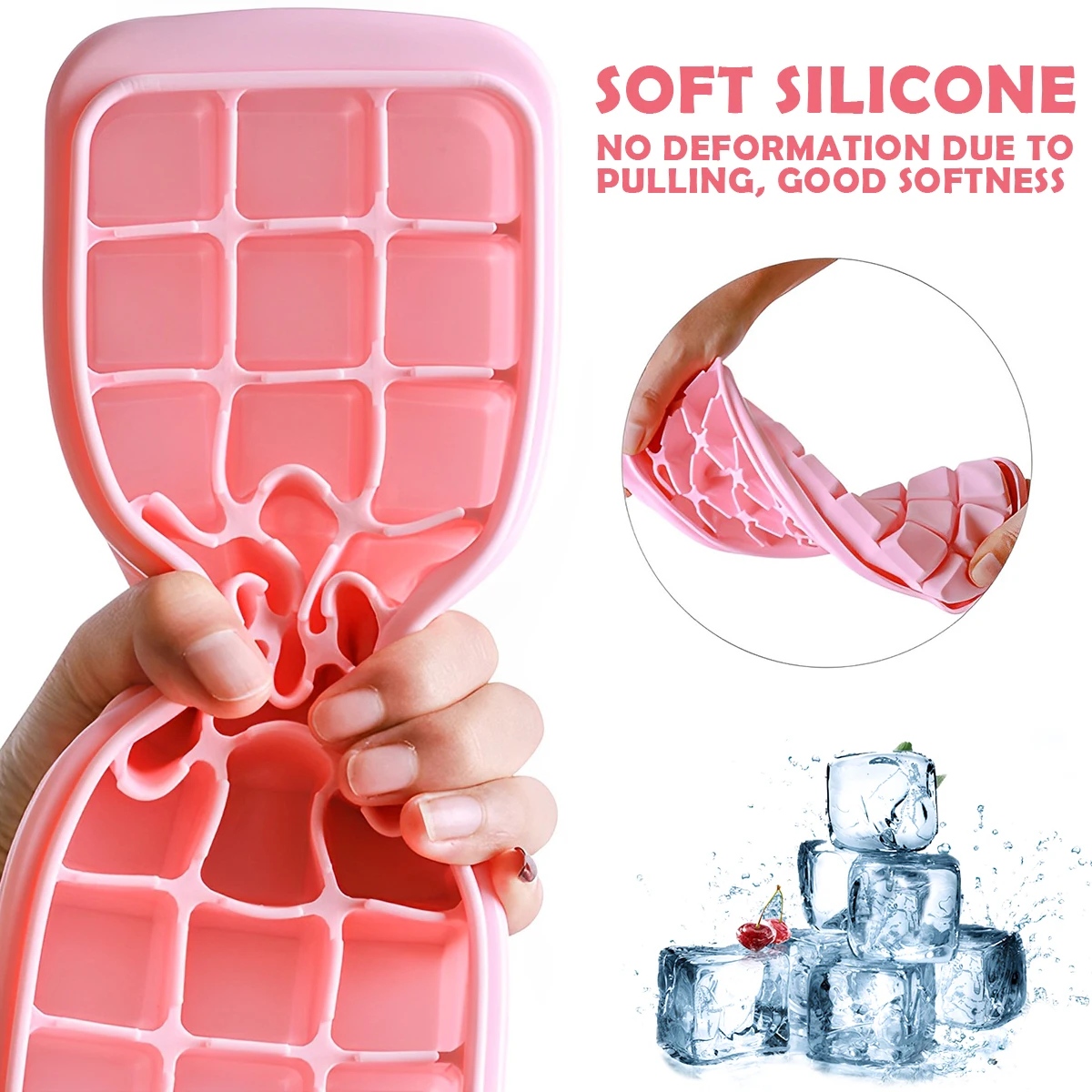 55/26 Grid Ice Cube Mold Tray Reusable Silicone Ice Ball Maker Kettle for Outdoor Travel Camping Iced Drinks Cube Container
