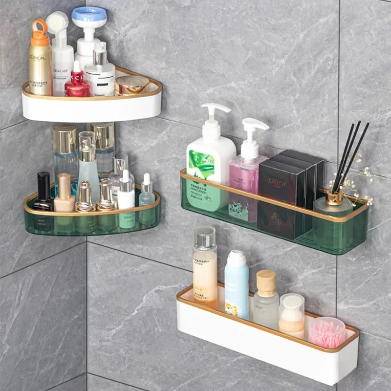 Bathroom Shelf Plastics Shampoo Rack Makeup Storage Organizer Shower Shelf Bathroom Accessories No Drill Wall Corner Shelf 3