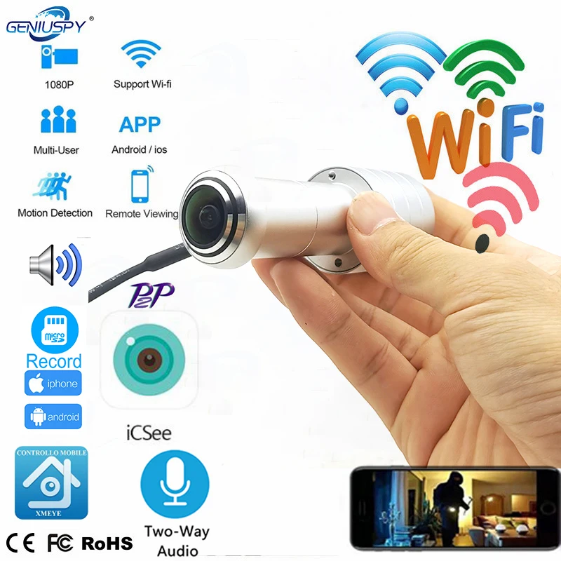 Wireless 2 Way Audio Door Eye Hole Home 1080p 1.66mm Fisheye Network