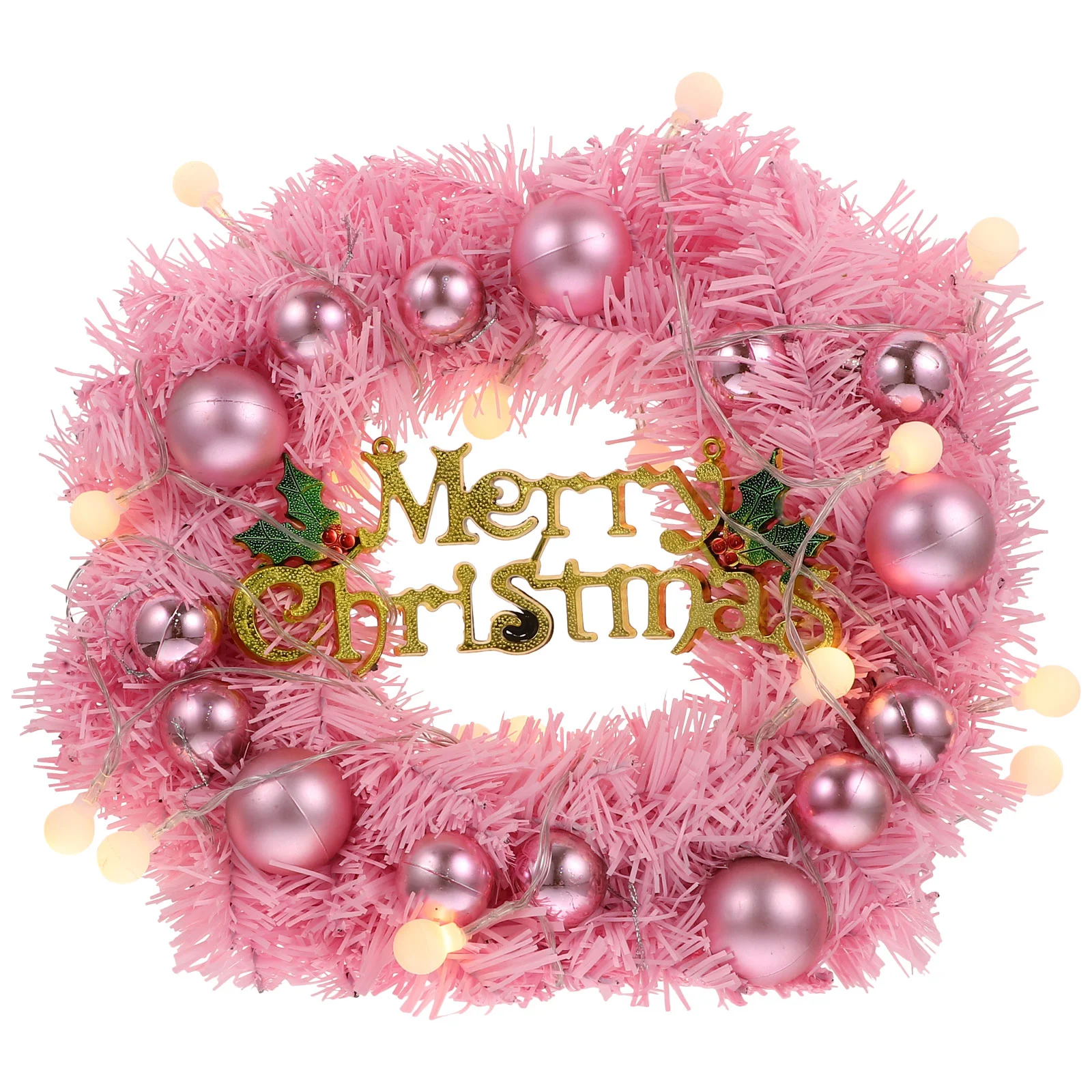 

Christmas Wreath Decorative Wreaths for Front Door Berry Pre-Lighted Pvc with Lights House Decorations Home