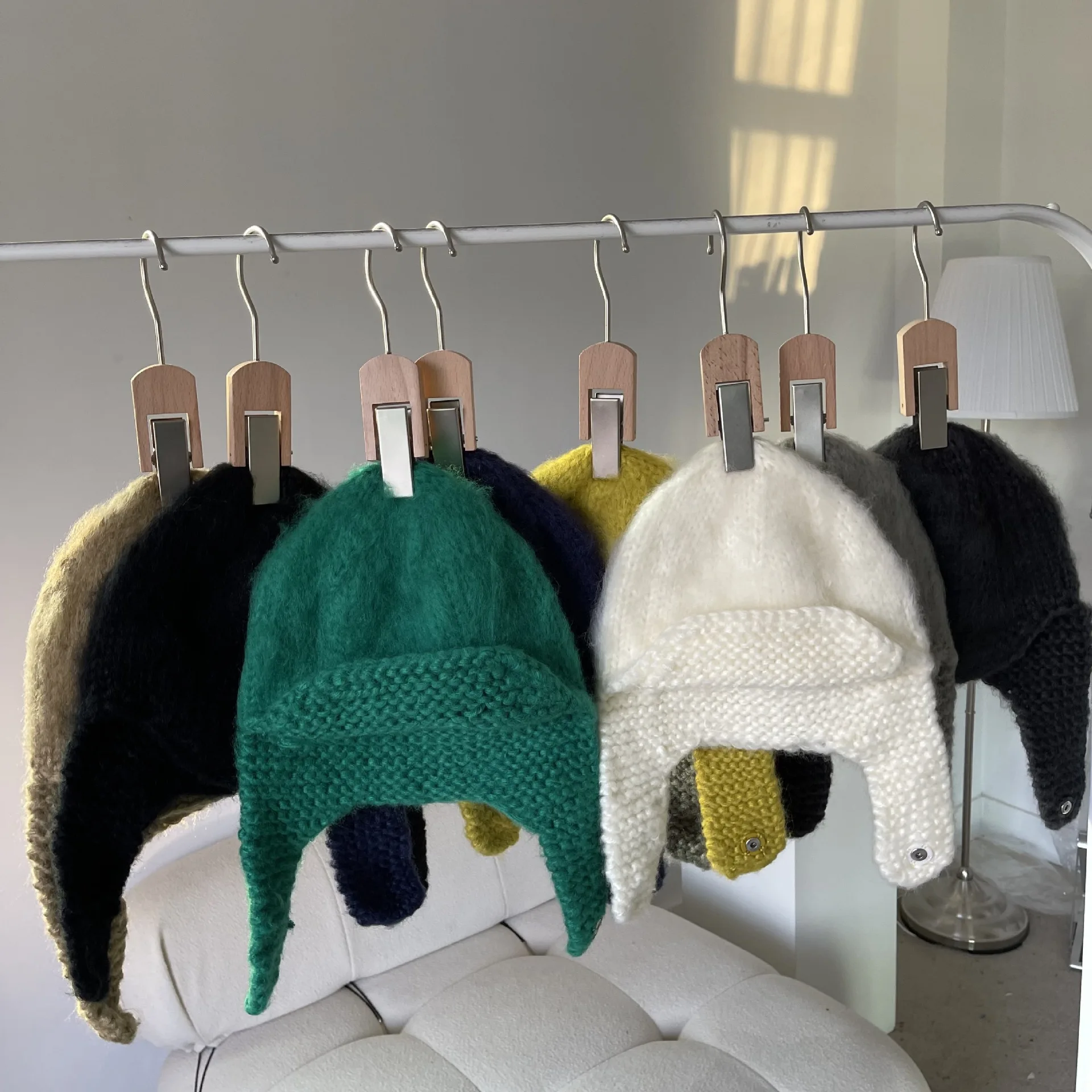 

Winter Warm Hat Women Balaclava Solid Hat with Earflaps Hat Autumn Caps Fur Hood Hat Wool Women's Bomber Hats Warm Beanies Cap