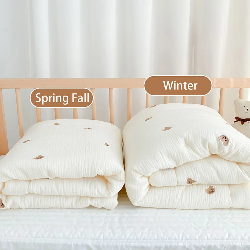 Baby Quilt Cartoon Bear Bunny Newborn Nap Quilts Soft Cotton Infant Blanket Spring Fall Winter Swaddle Wrapped Bedding 100*120CM 4
