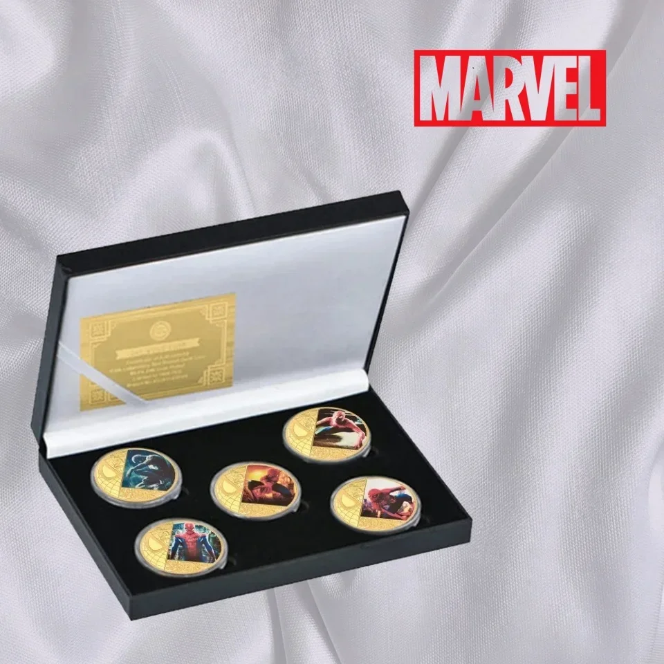 

Disney Marvel Spider-Man Coin Action Anime Figures Spider-Man Cartoon Die Cast Metal Commemorative Coin Room Decorations Gifts