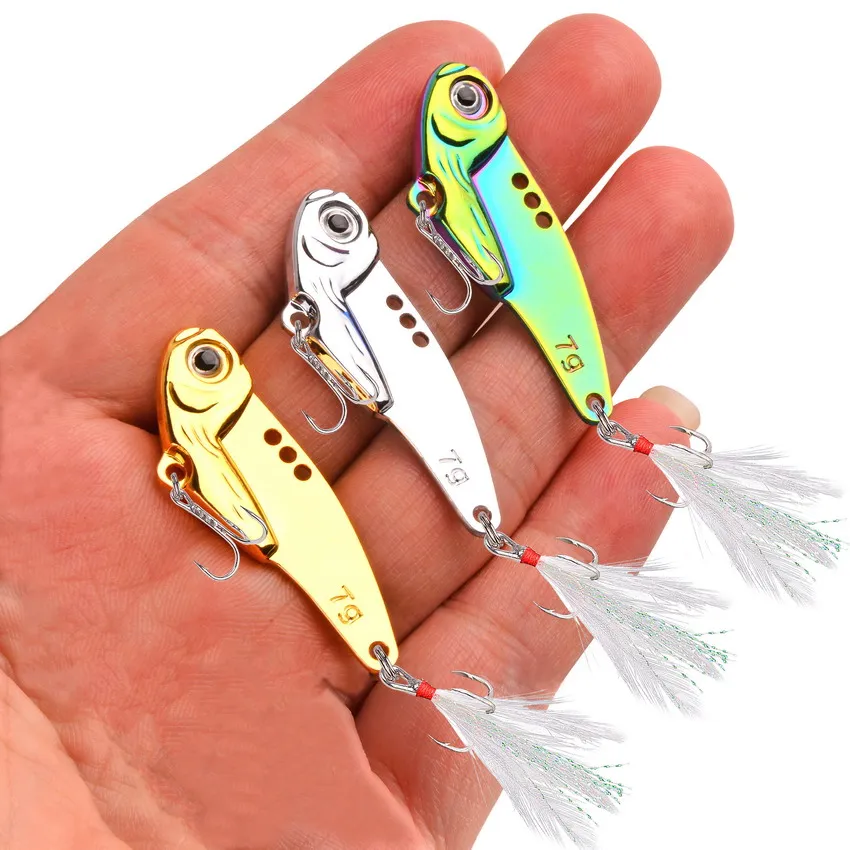 Metal VIB Fishing Lure 5g 7g 12g 18g Fishing Tackle Feather Hook Crank –  Aorace Fishing