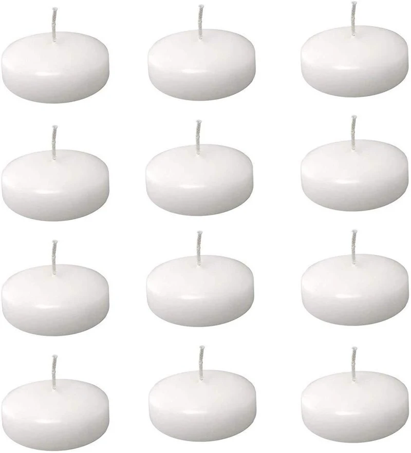 Paquete de 24 velas flotantes de 3 pulgadas, velas blancas sin perfume de  cera de parafina para quemar, para centros de mesa de boda, mesas, piscina  y