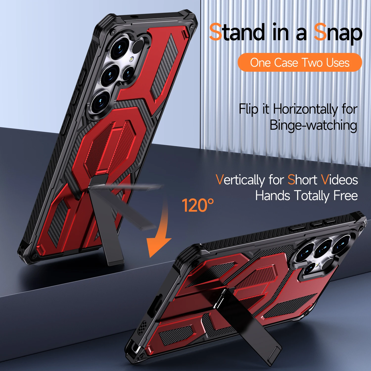Magnetic Dual Protection Phone Case with Hidden Bracket