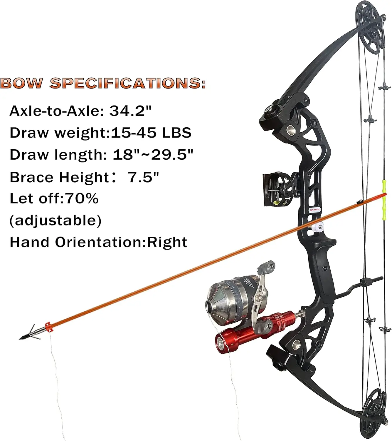 Bow Kit with Arrow Ready to Shoot Right Handed 15-45 LBS Draw Length 18"-29.5" Adjustable,Axle-to-Axle: 34.2",Complet