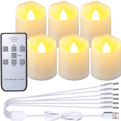 LED Flameless Flickering Candle with Rechargeable Timer Remote for Home and Wedding Decor (6PCS  TH06)