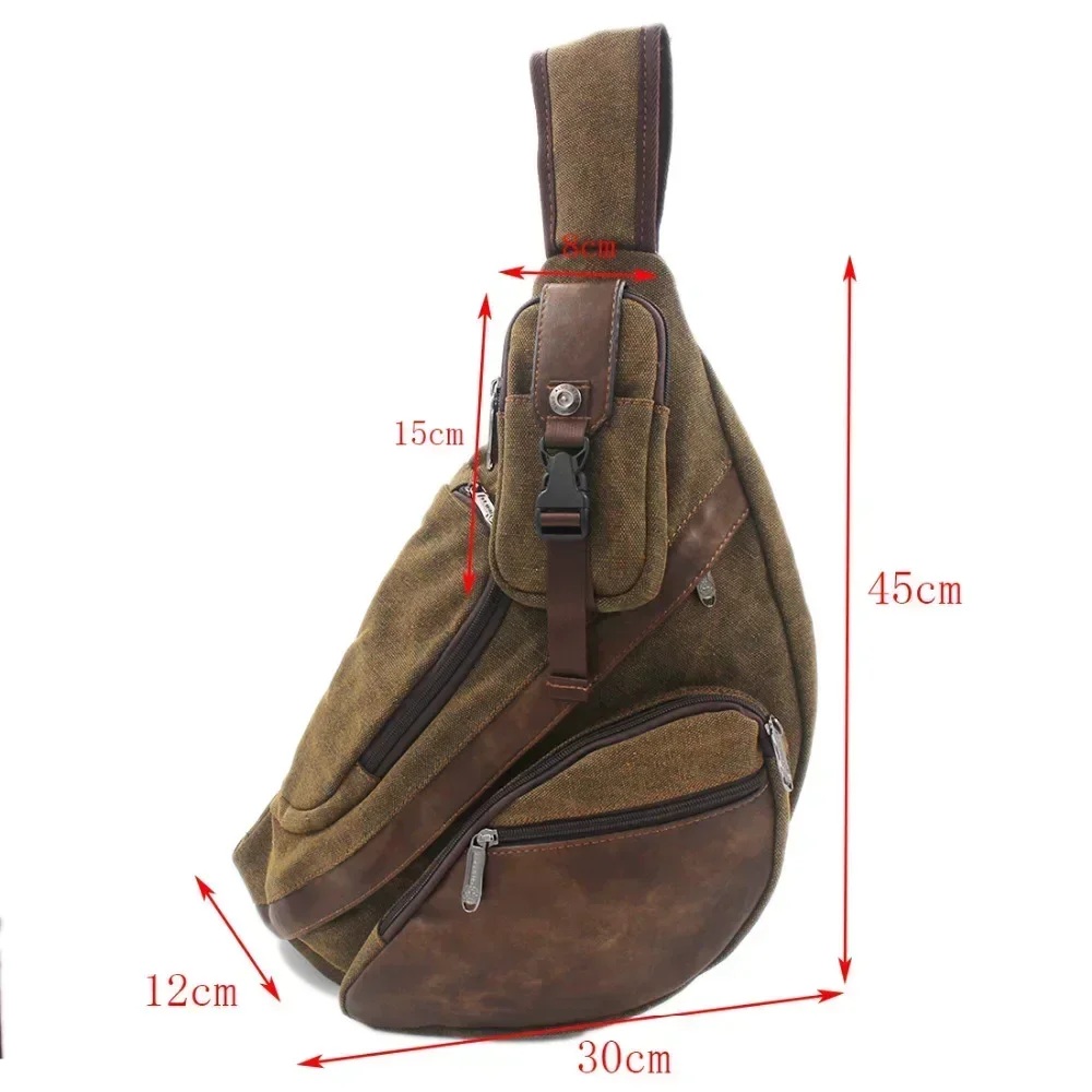 Men Canvas Sling Backpack Coffee Color