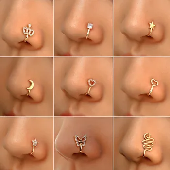 Men Women Nose Ring Clip Fake Septum Piering Rock Hip Hoop Punk Stainless Steel Body Jewelry Non Perforation Nose Clip Ring 2025