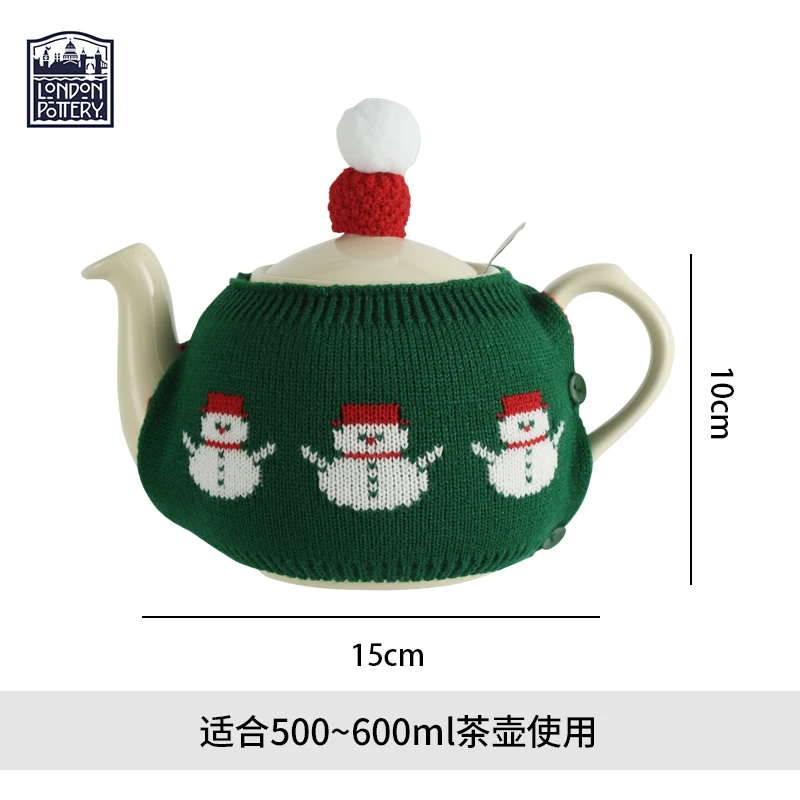 London Pottery Teapot Tea cosy 80% Wool Knit Cover kettle fabric cover Cute Green Snowman tea cozy Christmas decoration gift