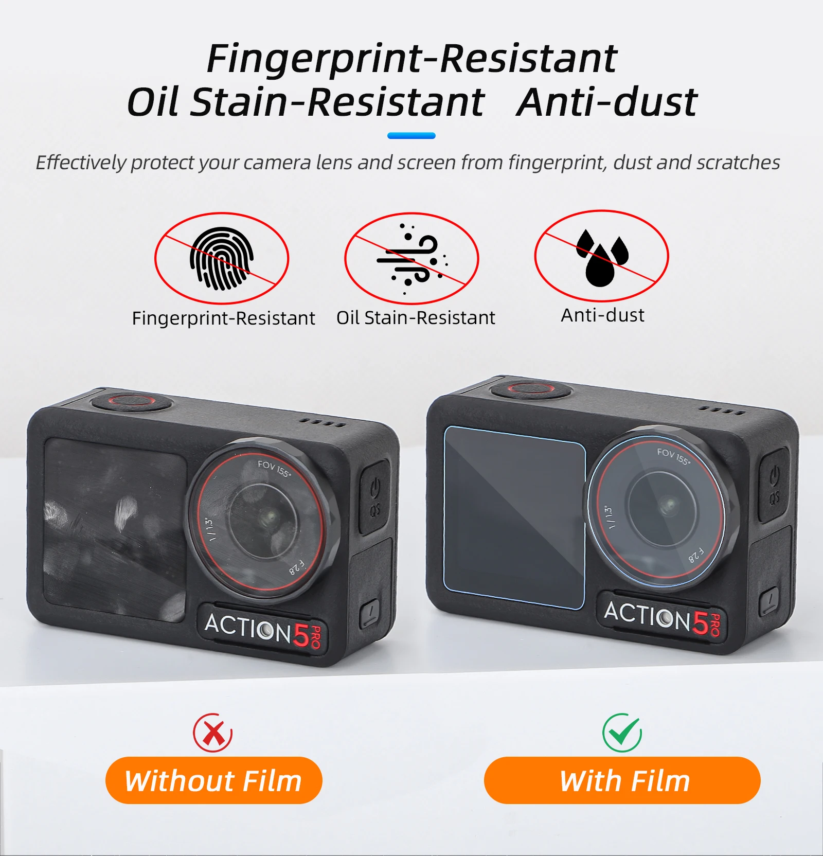 Protecteur D'écran En Verre Trempé 9 En 1, Pour Caméra DJI Osmo Action 5 Pro, Dureté 9H, Lentille/écran/avant LCD HD, Film Anti-rayures