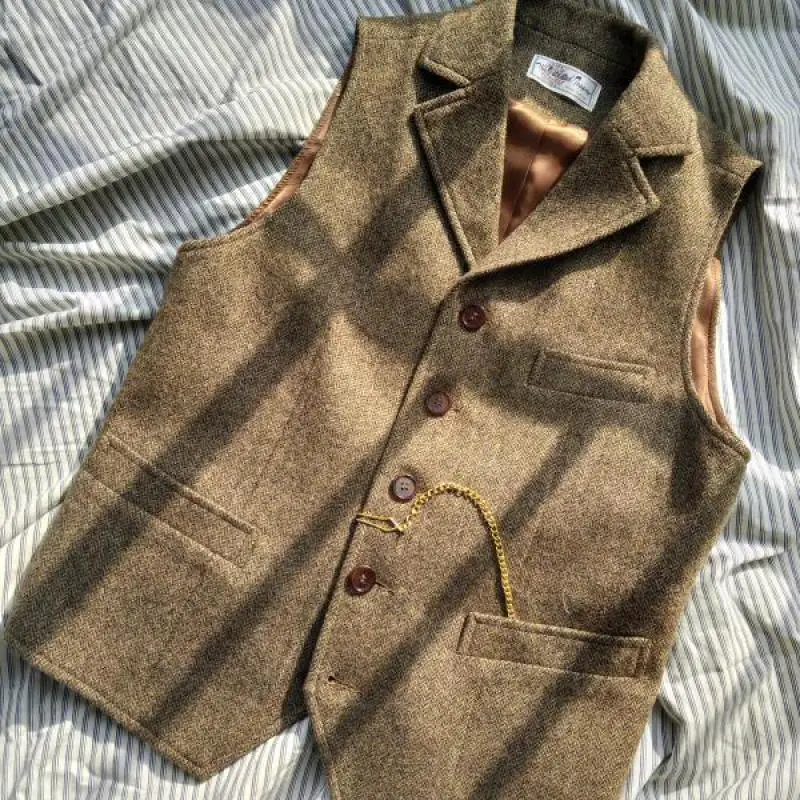 

S-4xl Mens Suits Vests Spring Autumn Single Breasted Solid Color Pockets Fleece Comfortable Male Blazer Waistcoats Clothes Hy64