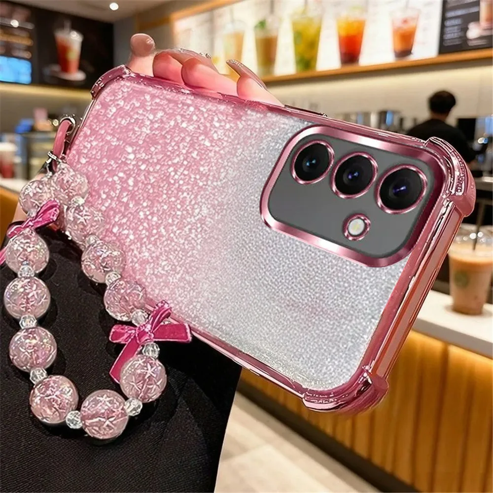 Luxury Glitter Shockproof Phone Case with Lanyard Chain