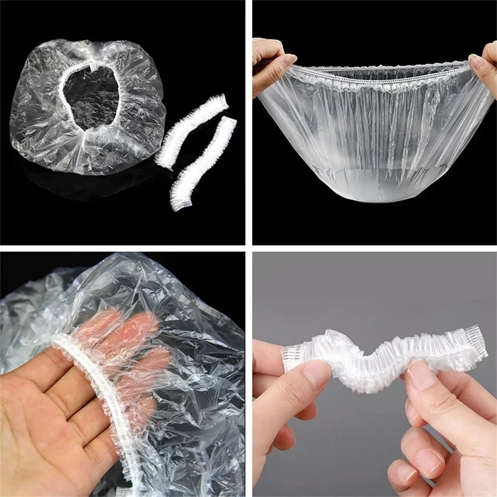 100 Pcs / Bag Hotel and guesthouse disposable shower cap batch white transparent waterproof and dustproof hair cap 6