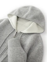 High Quality Autumn Winter Men Hooded Cashmere Sweater Long Sleeve Casual Loose 100% Merino Wool Cardigan Knitwear Clothing Tops 1