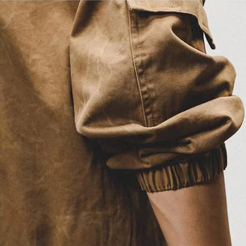 Vintage Men's Tooling Jacket Coat Men's Inch Shirt Coat Loose Large Size Spring and Autumn Lapel Street Casual Denim Jacket Coat