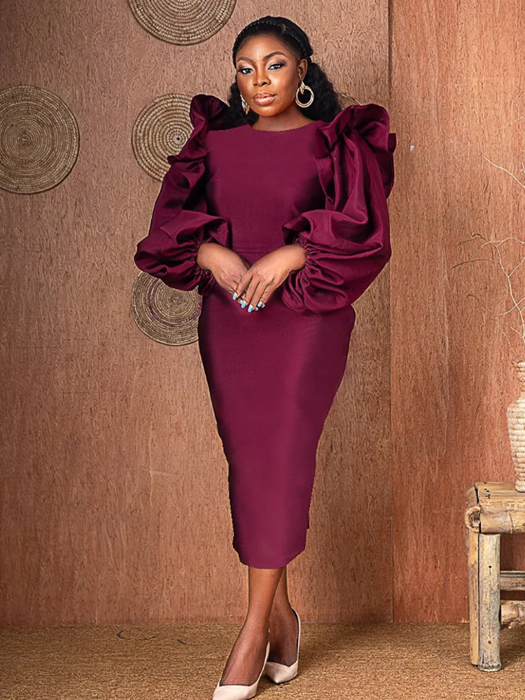 Neck Midi Dresses Wedding Party Outfits 
