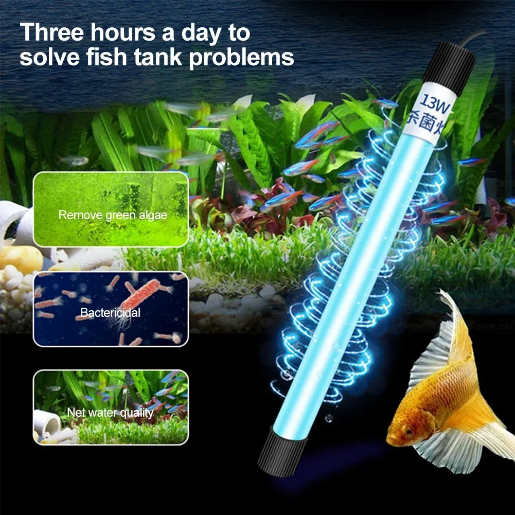 UV Light 13W Sterilization Lamp Submersible Ultraviolet Sterilizer Water Disinfection for Aquarium Fish Tank Pond AC110-220V aquarium light aquarium lamp