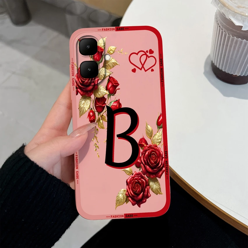 Rose Flower Letter Matte Silicone Shockproof Protective Phone Case