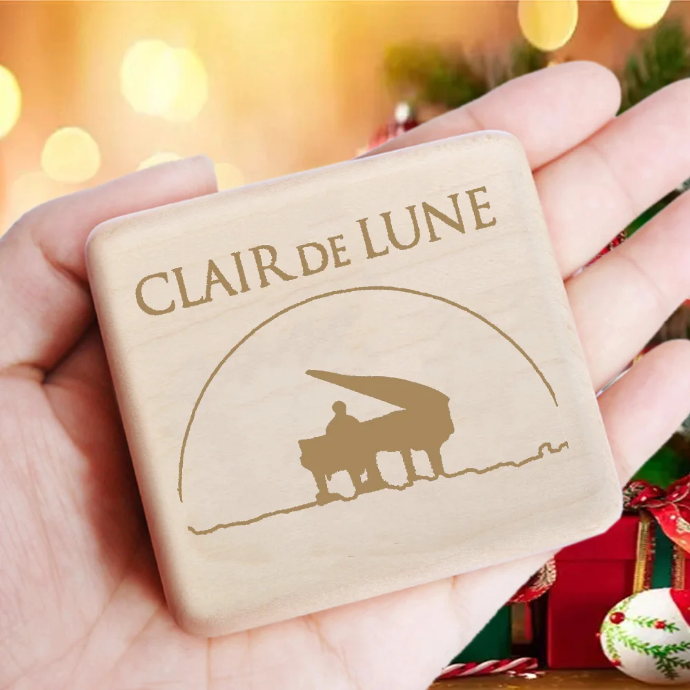 Rosiking Wooden Maple Vintage Clockwork Music Box CLAIR DE LUNE debussy For Frends Girl Christmas and Children Birthday Gift