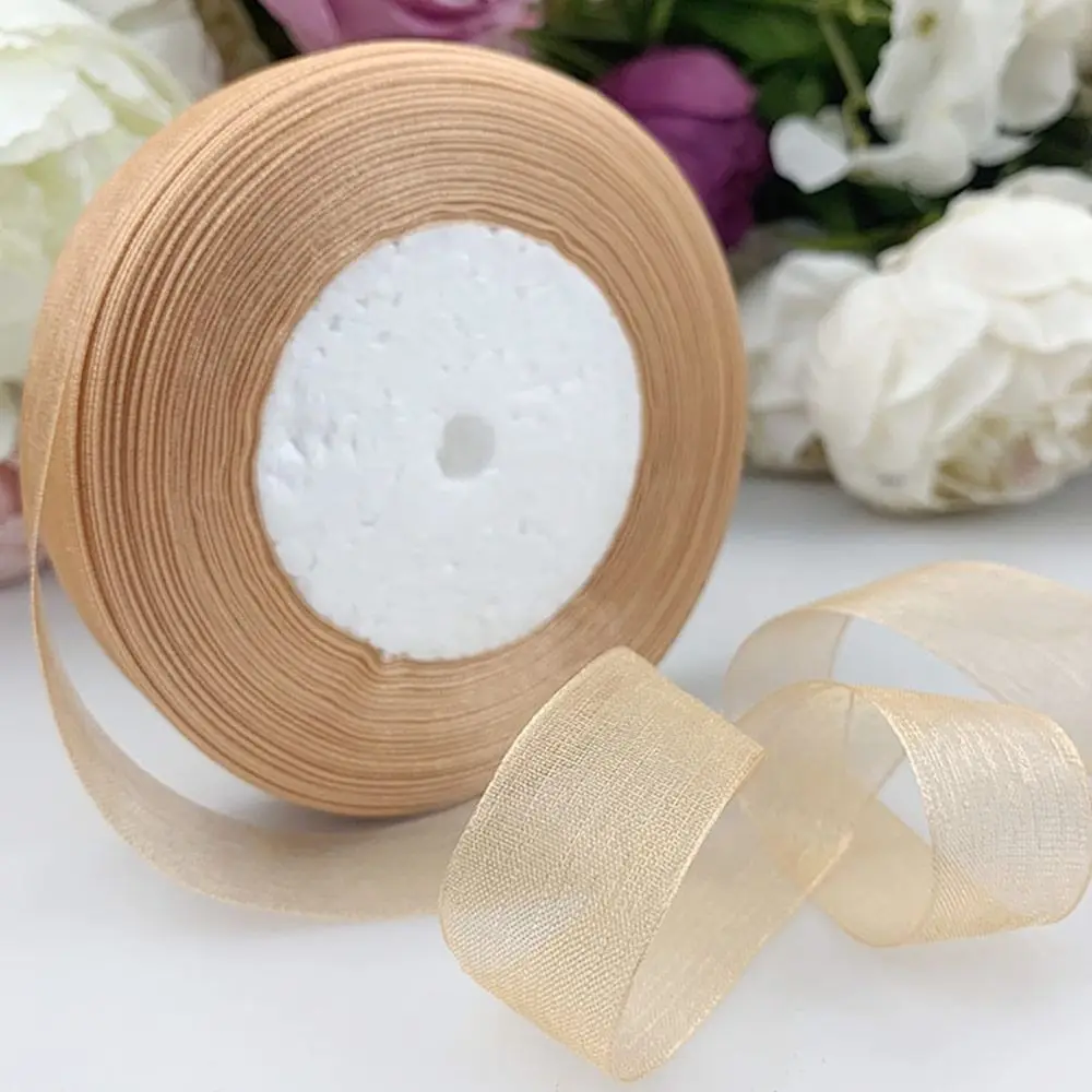 45M*2cm Sheer Chiffon Ribbon Organza Lace Ribbons For DIY Crafts Christmas Halloween Wedding Decoration Gift Wrapping Fabric