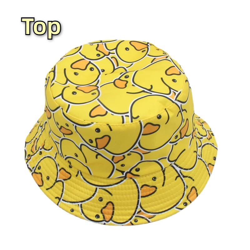 Y2K Reversible Yellow Duck Bucket Hat for Men Women Summer Beach Sun Hat Bob Panama Girls  Foldable Travel Outdoor Fisherman Hat