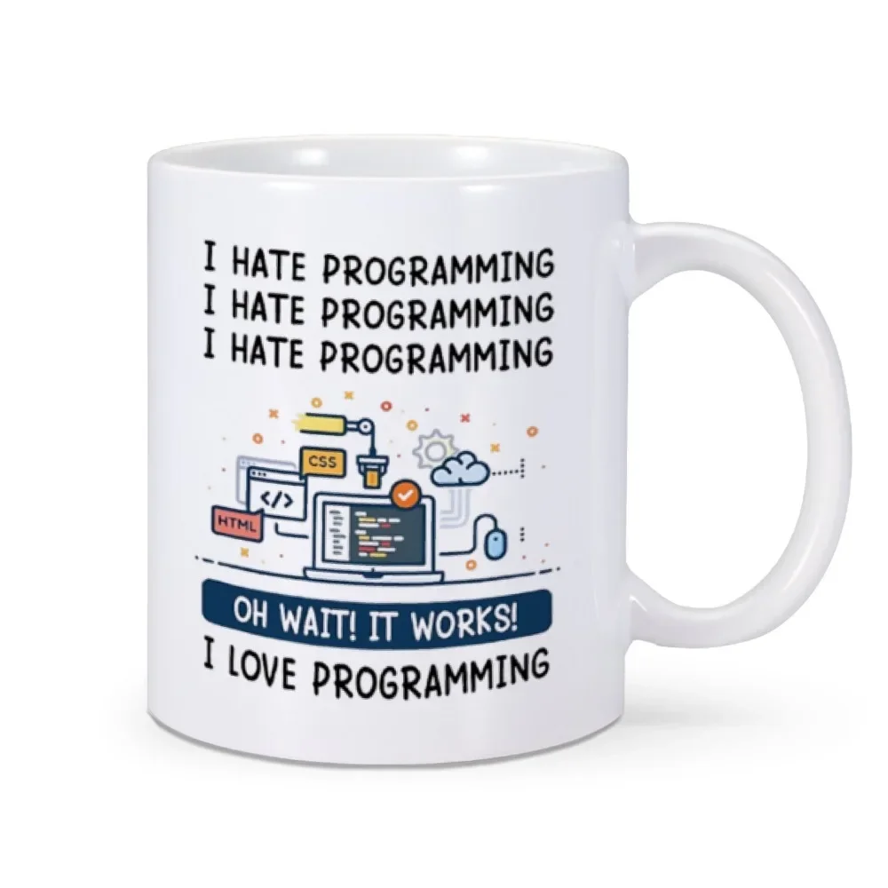Premium Ceramic Mug - I Love Programming Design, 11oz Coffee & Tea Cup Gift