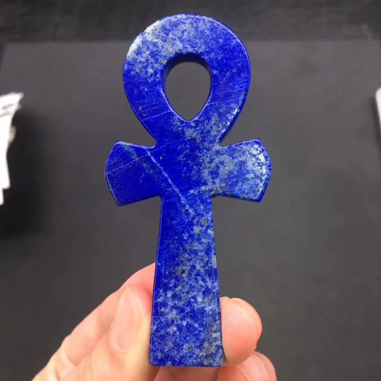 Natural Lapis Lazuli Quartz Crystal Carved Cross Pray ANKH Healing Decorate 1PC 4