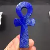 Natural Lapis Lazuli Quartz Crystal Carved Cross Pray ANKH Healing Decorate 1PC 4