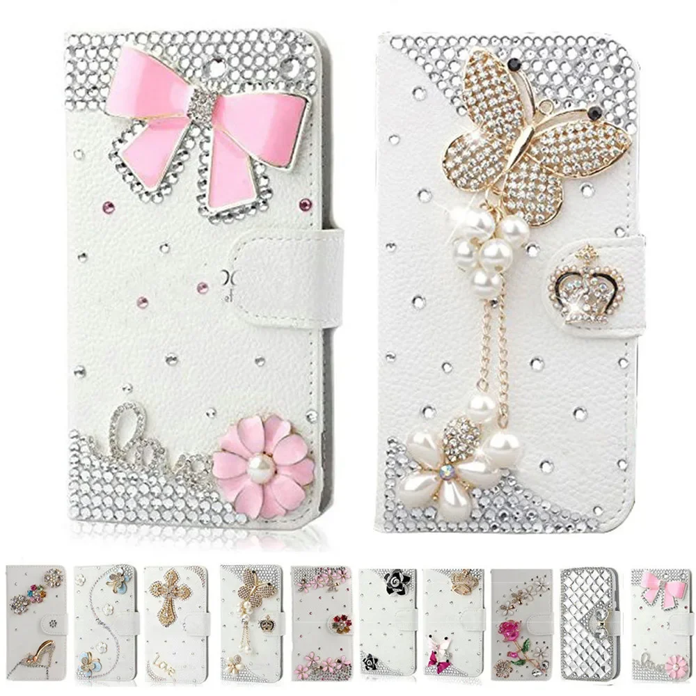 Handmade Bling Diamond Rhinestone PU Leather Filp Cover Wallet Case For Samsung Galaxy S10 S20 Plus S21 FE S22 23Ultra Note20 phone case leather wallet case