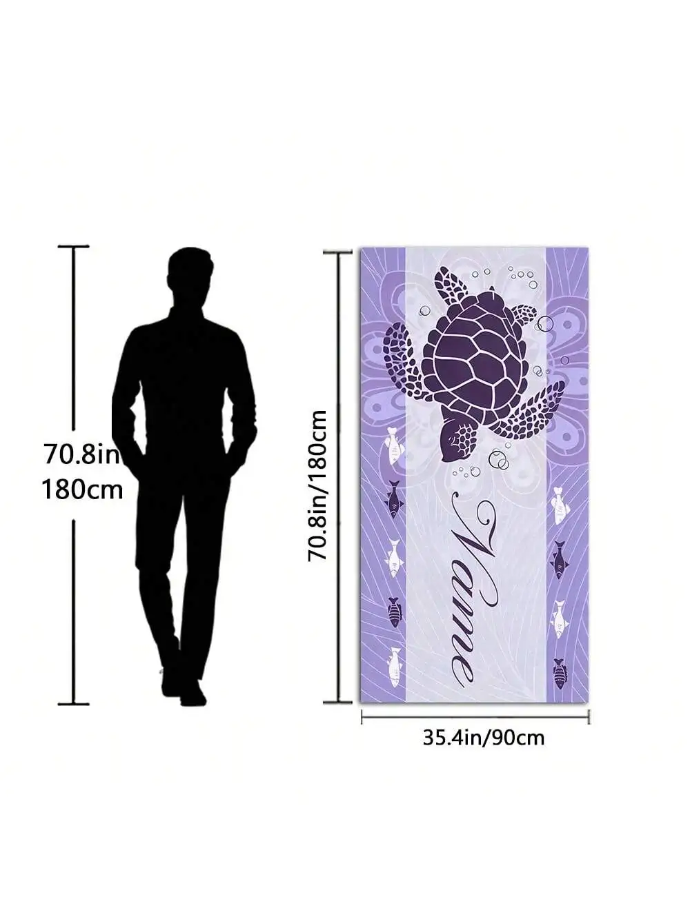 1PC Customizable Turtle Print Beach Towel Absorbent Personalized Name Towel for Beach Pool Party Gifts