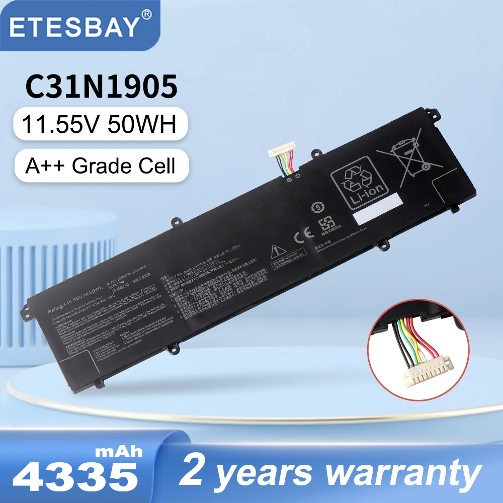 

ETESBAY C31N1905 Laptop Battery For ASUS S433F S433FL S521FA S533FL V533F K533F For VivoBook S14 S433FA-AM035T 11.55V 50Wh