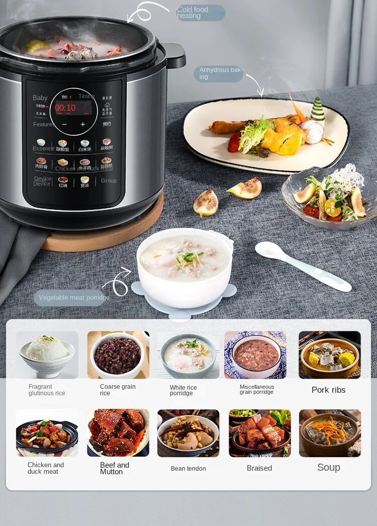 SUPER Electric Pressure Pot 5L Double Bile Immersion Cooking Intelligent Large Screen with One Button Pressure Release 2