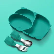 

Cartoon Hippo Plate Powerful Suction Bowl Baby Drop-Resistant Eat Training Feed Dinnerware Tableware Complementary Food BPA Free