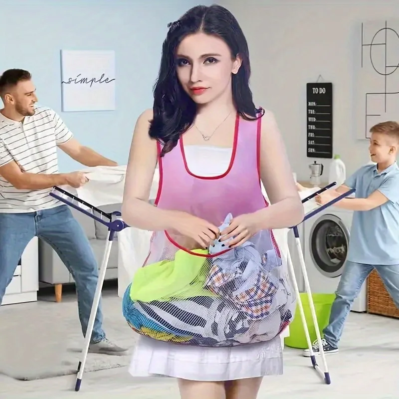 1/2pcs-Large capacity laundry storage bag, perfect for drying clothes and picking fruits and vegetables in the garden. 6