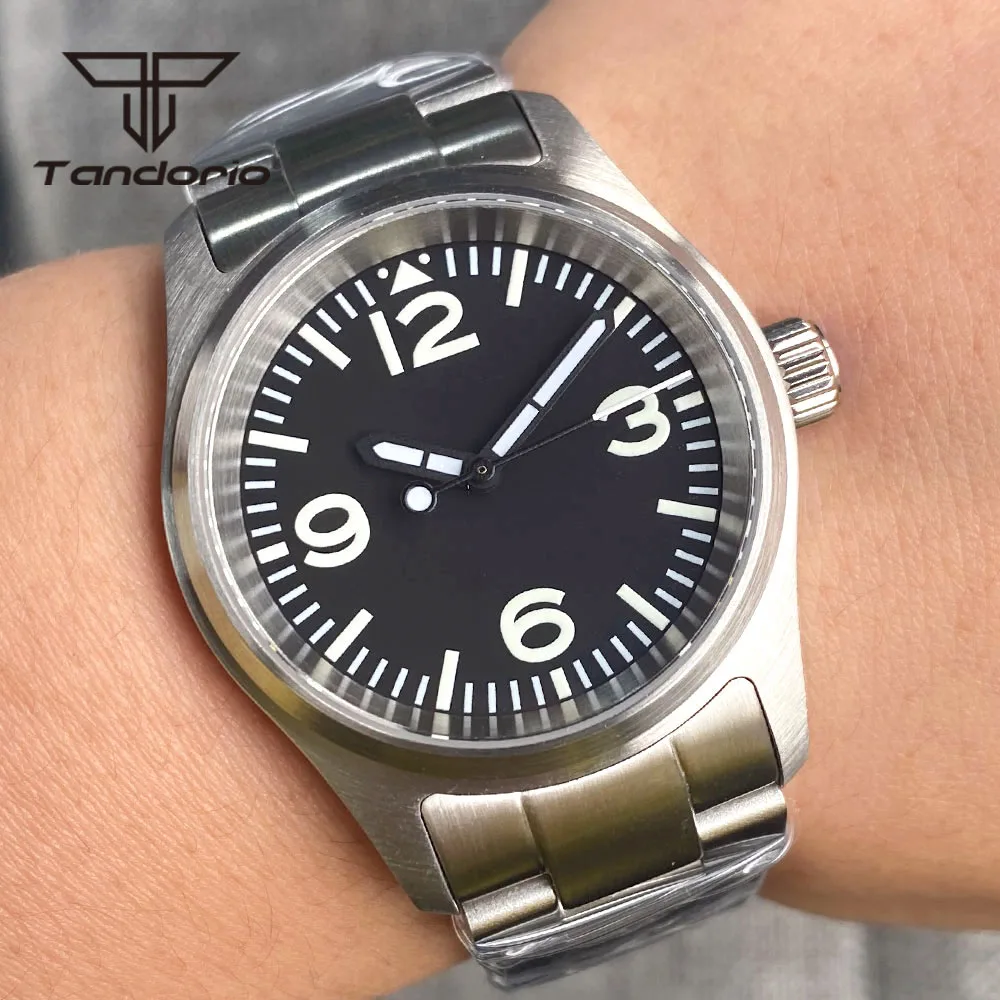 Tandorio 36Mm Pilot Acciaio Inossidabile 200M Men Dive Luminoso Orologio Automatico Nh35A Pt5000 Movimento Vetro Zaffiro Vite Corona