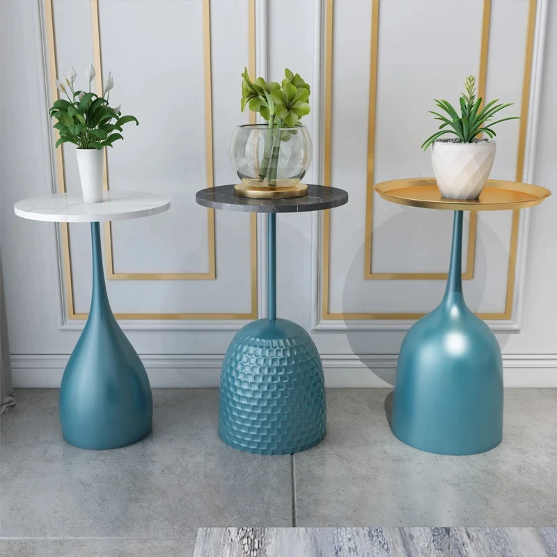 Nordic Simple Creative Small Coffee Table Living Room Sofa Round Table Side Bedside Marble Corner Gold JK696ST