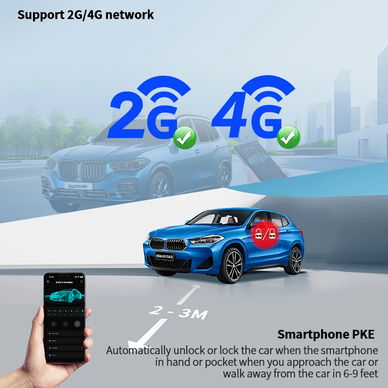 GPS Tracker EASYAGUARD 4g LTE GPS tracker 3 Years Free APP lock unlock control APP Remote Start fit for IOS Android smartphone