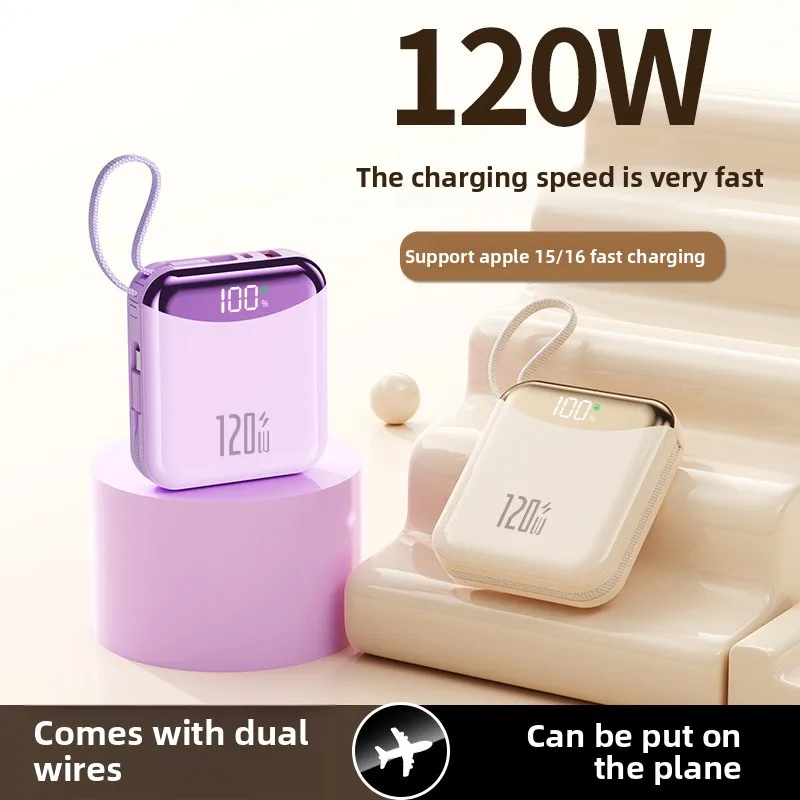 Power Bank portatile Batteria di ricambio a ricarica rapida da 120 W 20000 mAh 2 cavi integrati per IPhone 13 14 15 16 Samsung Huawei Xiaomi - Image 5