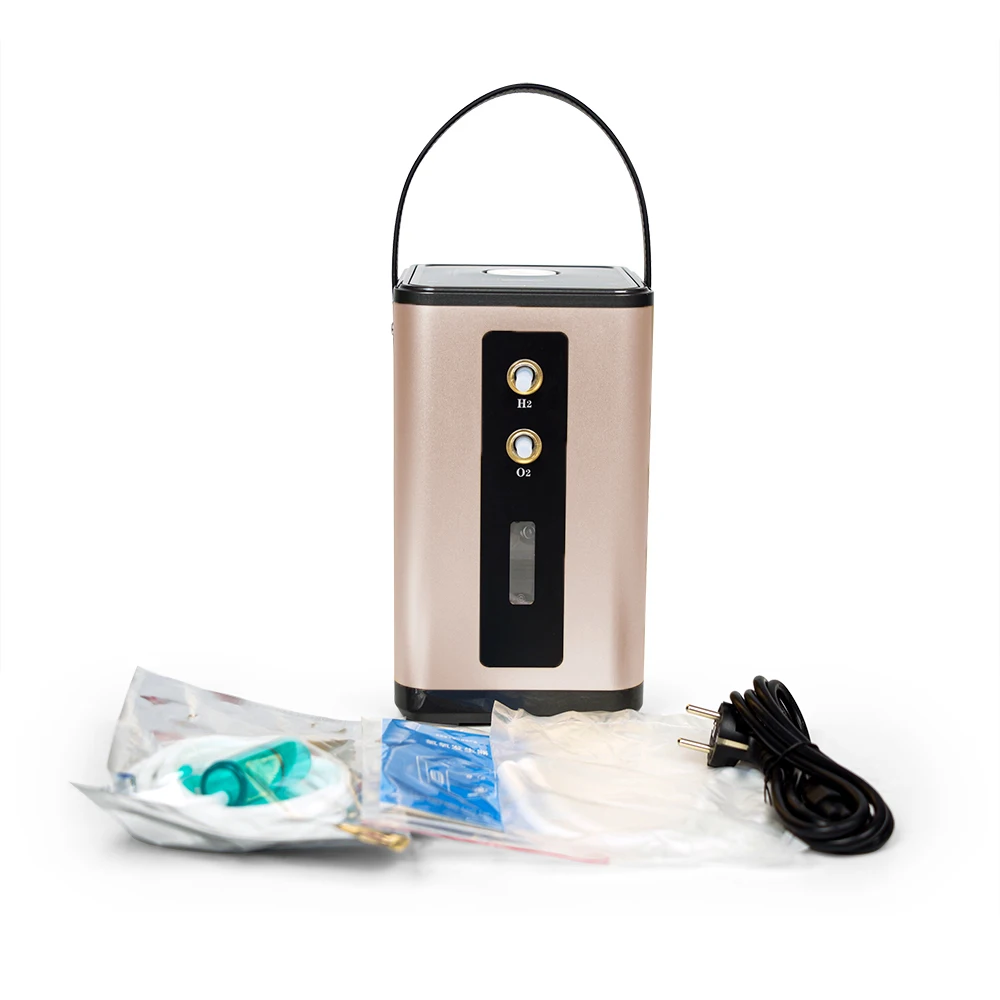 แบบพกพา 450ml บํารุงฟื้นฟูเปลี่ยนสีผมพร้อมเคลือบเงาผมในขั้นตอนเดียวสีผมติดทนนาน 2 เดือนลดการหลุดร่วงของเส้นผมปลอดภัยไร้สารไฮโดรเจนการสูดดมเครื่องความบริสุทธิ์ 99.99% Dual Outlet H2 น้ําเครื่องกําเนิดไฟฟ้าบํารุงฟื้นฟูเปลี่ยนสีผมพร้อมกระเป๋าเป้สะพายหลัง 1