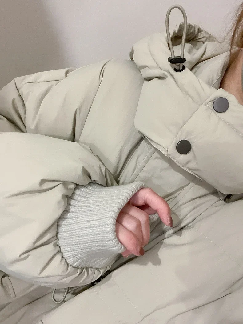 Winter Korean  Hooded White Duck Goose Down Down Long Down Padding Coat Women's Loose Commuter Thickened Padded Jacket Coat