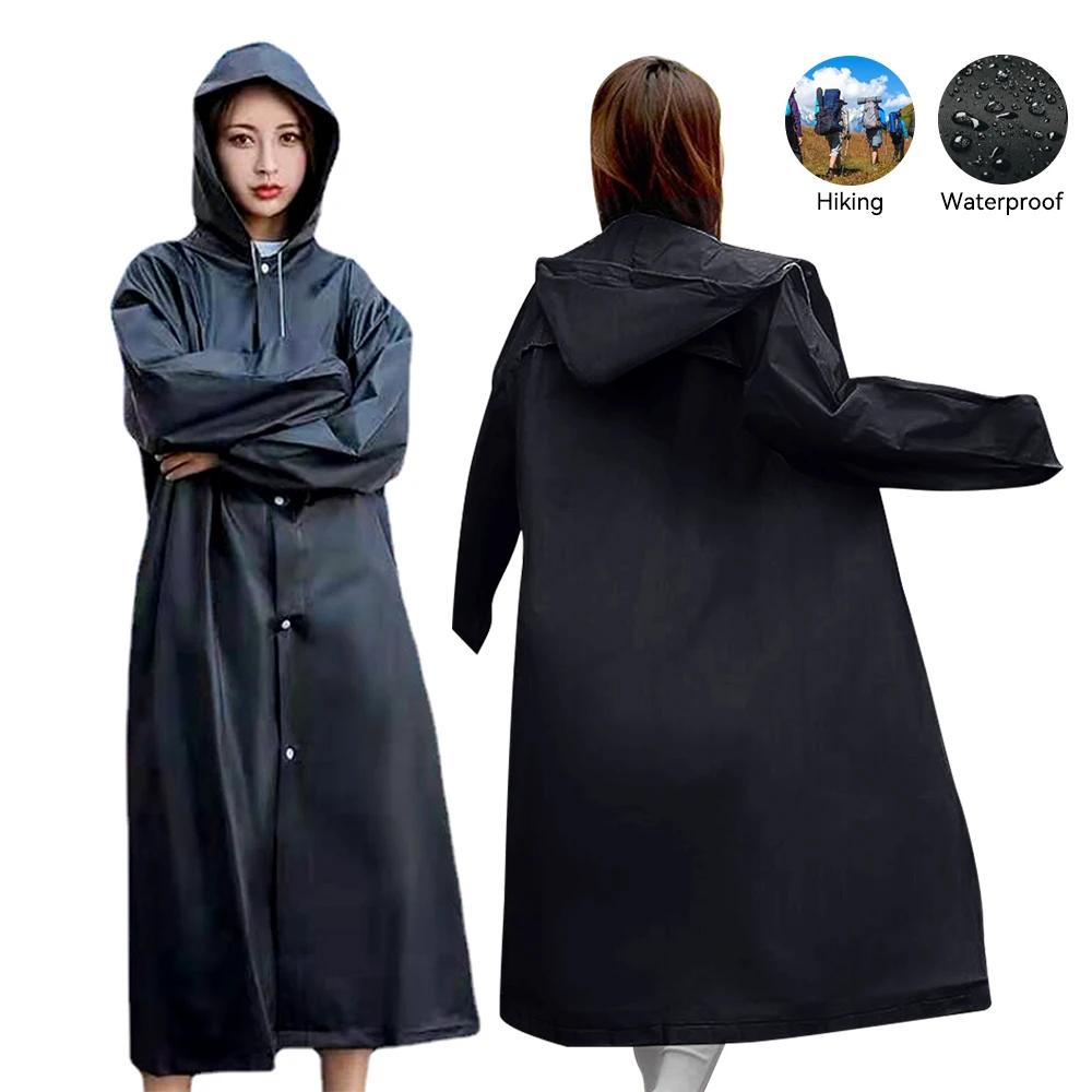 1pc-Black-Fashion-Adult-Waterproof-Long-Raincoat-Women-Men-Rain-Coat ...