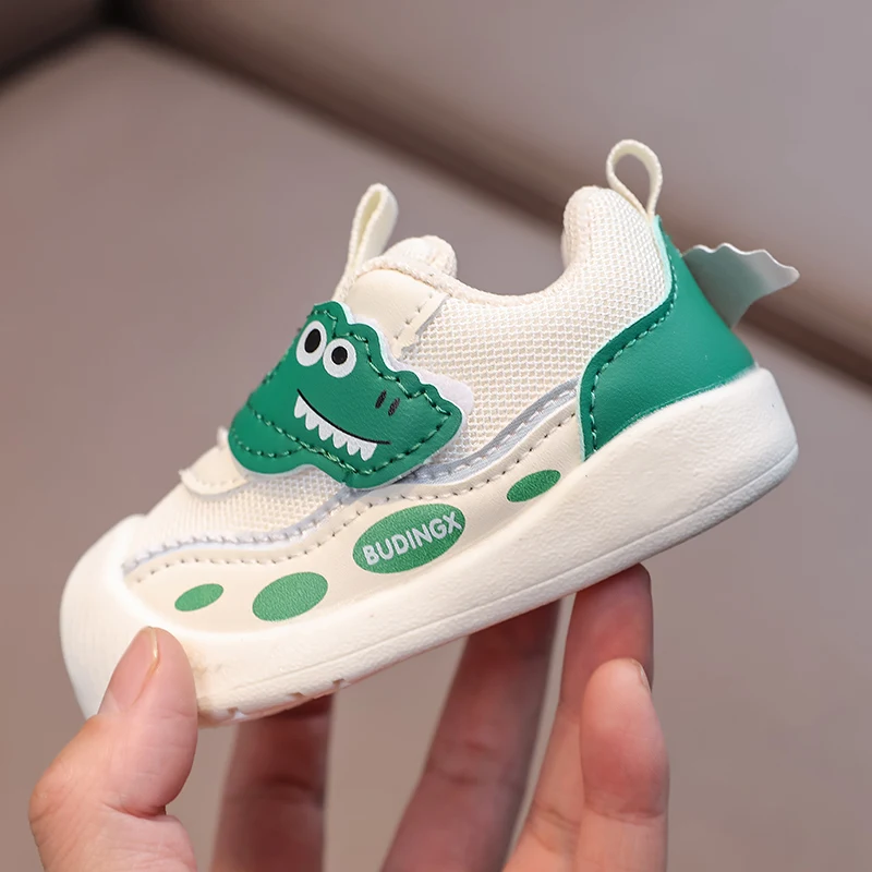 Children Sneakers Spring Autumn Baby Cute Cartoon Walking Shoes Boys Girls Dinosaur Sticker Casual Shoes